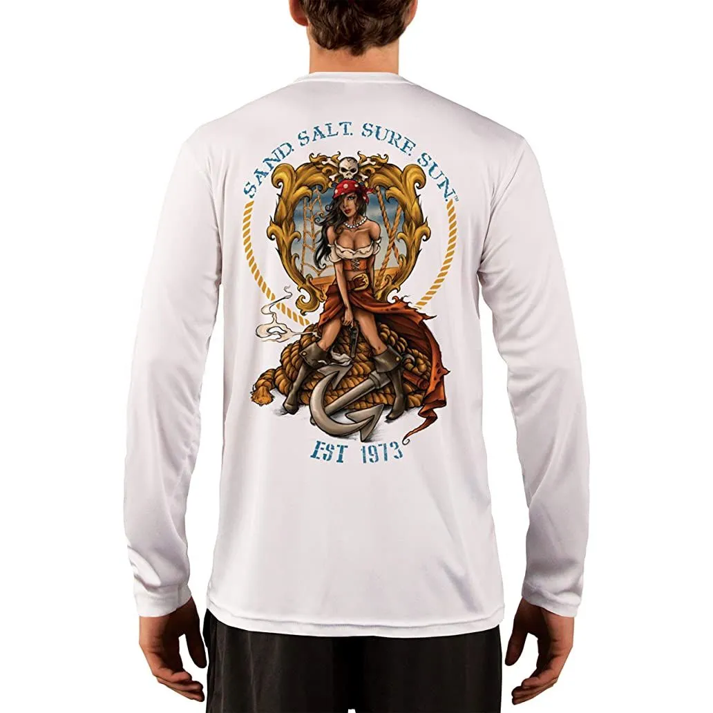 SAND.SALT.SURF.SUN. Pirate Girl Anchor Men's UPF 50  UV Sun Protection Performance Long Sleeve T-Shirt