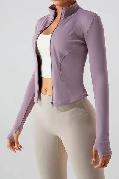 Zip Up Mock Neck Active Outerwear